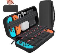daydayup Carrying Case Compatible with Nintendo Switch/OLED Model, Travel Case with 20 Game Cartridges, Protective Hard Shell Pouch for Switch & OLED Accessories, Black
