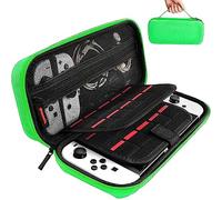 daydayup Carrying Case Compatible with Nintendo Switch/OLED Model, Travel Case with 20 Game Cartridges, Protective Hard Shell Pouch for Switch & OLED Accessories (Green, Nintendo Switch/OLED)