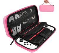 daydayup Carrying Case Compatible with Nintendo Switch/OLED Model, Travel Case with 20 Game Cartridges, Protective Hard Shell Pouch for Switch & OLED Accessories (Pink, Nintendo Switch/OLED)