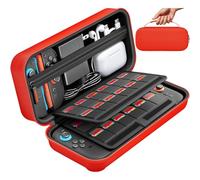 daydayup Switch 2 Carry Case Compatible with Nintendo Switch 2, with 24 Games Cartridges Protective Hard Shell Travel Carrying Case Pouch for Switch 2 Console & Accessories (Red, Nintendo Switch 2)