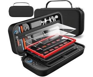 daydayup Switch 2 Case and 2 Tempered Glass Screen Protector with Guiding Frame Tool Compatible with Nintendo Switch 2 - Hard Travel Carry Case for Switch 2 Console & Accessories, Black