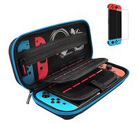 daydayup Switch Case and Tempered Glass Screen Protector Compatible with Nintendo Switch - Deluxe Hard Shell Travel Carrying Case, Pouch Case for Nintendo Switch Console & Accessories (Blue)