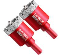 DAYDOOR 1-1/4" Diamond Hole Saw Bits with Pilot Drill Bit-2pcs 32mm Diamond Tile Hole Saw with Guiding Bit for Porcelain Tile Ceramic Pottery Granite Stone Glass Bottles(3/8" Triangle Shank)