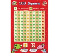 Daydream Education 100 Square | Early Years & Primary School Posters | Gloss Paper Measuring 485mm × 648mm (C1) | Children’s Learning for The Classroom | Education Charts