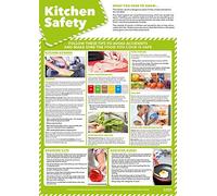 Daydream Education Kitchen Safety Poster, Laminated Large A2 (420 mm x 594 mm) - Health and Safety Wall Charts for Business and Commercial places