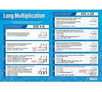 Long Multiplication | Maths Charts | Gloss Paper measuring 594 mm x 850 mm (A1) | Math Charts for the Classroom | Education Posters by Daydream Education