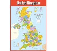 DayDream Education Map of the United Kingdom Poster, Extra Large A1 Laminated Paper (850 mm x 594 mm), Detailed Geography Classroom Wall Chart for Primary & Secondary School