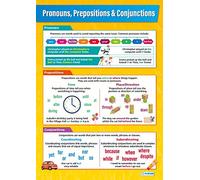 Daydream Education Pronouns, Prepositions & Conjunctions | English Posters | Laminated Gloss Paper measuring 850mm x 594mm (A1) | Language Classroom Posters | Education Charts