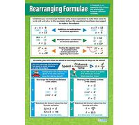 Daydream Education Rearranging Formulae | Maths Charts | Laminated Gloss Paper measuring 594 mm x 850 mm (A1) | Math Charts for the Classroom | Education Posters