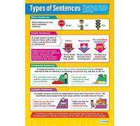 Daydream Education Types of Sentences | English Posters | Laminated Gloss Paper measuring 850mm x 594mm (A1) | Language Classroom Posters | Education Charts