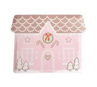 Daydream Society Baking Spirits Bright - Large Plate - Pink Gingerbread House Design - Pack of 8 Paper Plates - For Birthdays, Holidays and more