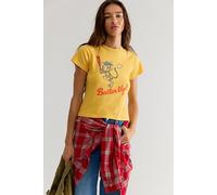Daydreamer Batter Up Kitty Vintage Tee at Free People in Yellow Honey, Size: Medium - female