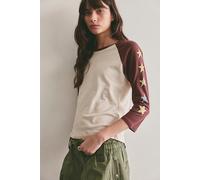 Daydreamer Star Raglan Sleeve Baseball Tee at Free People in Ivory Combo, Size: XL - female