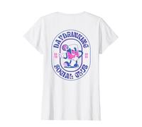 Daydrinking Social Club Retro Day Drinking Malle Backprint T-Shirt, Women, White, X-Large