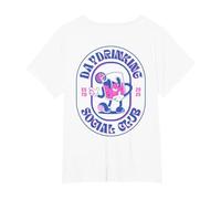 Daydrinking Social Club Retro Day Drinking Malle Backprint T-Shirt, Women's Plus, White, 1X