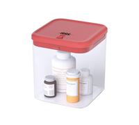 Dayear Lockable Storage Box with Combination Code (5.35"x5.35"x6.14"), Secure Medicine Safe, Phone lock box and fridge safe,Durable Container Box, Snack Box for Home/Office/Travel/School/Red