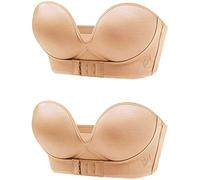Bra, Front Buckle Strapless Adjustable Bra, Mango Lift Bra, Women Seamless Anti-Slip Invisible Push Up Bra (2 Beige,X-Large)