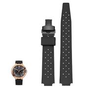 dayeer Convex-Notch Rubber Watch Strap For Cartier Ballon Bleu Black Knight Black Warrior(Blackb2,20-12mm)