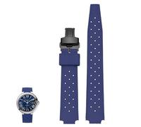 dayeer Convex-Notch Rubber Watch Strap For Cartier Ballon Bleu Black Knight Black Warrior(Blueb2,20-12mm)