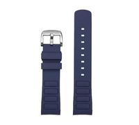 dayeer Curved End Mouth watch Strap For Mido Helmsman M049.526 TV M049 Silicone Sports Watch Band(Blue silver pin)