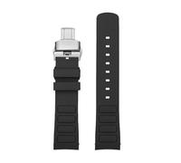 dayeer Curved End Mouth watch Strap For Mido Helmsman M049.526 TV M049 Silicone Sports Watch Band(Blacks)