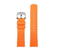 dayeer Curved End Mouth watch Strap For Mido Helmsman M049.526 TV M049 Silicone Sports Watch Band(Orange silver pin)