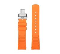 dayeer Curved End Mouth watch Strap For Mido Helmsman M049.526 TV M049 Silicone Sports Watch Band(Orange silver)