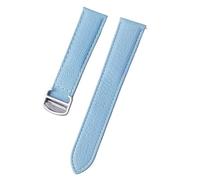 dayeer Genuine Leather Watch Strap For Cartier Tank London Key Watchband(Linen blue,16mm)
