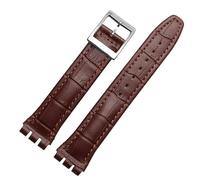 dayeer Genuine Leather Watch Strap For Swatch YCS YAS YGS Leather Watch Chain with Butterfly Buckle(Brownbs2,19mm)