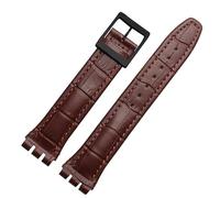 dayeer Genuine Leather Watch Strap For Swatch YCS YAS YGS Leather Watch Chain with Butterfly Buckle(Brownwb2,19mm)