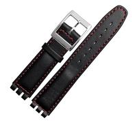dayeer Genuine Leather Watch Strap For SWATCH YRS YCS Unisex Leather watchband with Pin buckle(Blackr b,17mm)