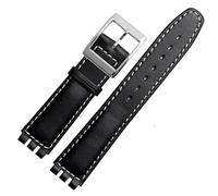 dayeer Genuine Leather Watch Strap For SWATCH YRS YCS Unisex Leather watchband with Pin buckle(Blackws b,17mm)