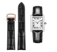 dayeer Leather Strap For Cartier Tank Solo Watch Chain Blue Red Pink Watcc Bracelet(Black rose gold,20mm)