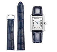dayeer Leather Strap For Cartier Tank Solo Watch Chain Blue Red Pink Watcc Bracelet(Blue silver,16mm)