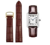 dayeer Leather Strap For Cartier Tank Solo Watch Chain Blue Red Pink Watcc Bracelet(Brown gold,20mm)
