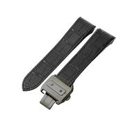 dayeer Leather Watch Strap For Cartier Santos Sandoz Series 100 Watchband with Special Stainless Steel Buckle(Black-Black-Z8,23mm)