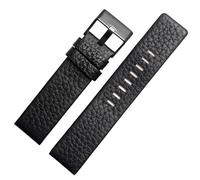 dayeer Leather Watchband For Diesel DZ4386 1657 1399 1206 4323 Watch Strap Soft Belt Bracelet(Black black clasp,28mm)