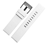 dayeer Leather Watchband For Diesel DZ4386 1657 1399 1206 4323 Watch Strap Soft Belt Bracelet(White black clasp,26mm)