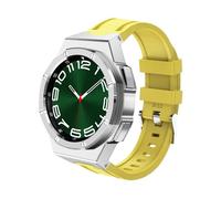 dayeer Luxury Metal Watch Band Case Modification Kit For Samsung Galaxy Watch 6 Classic 43mm 47mm Stainless Steel Bezel Silicone Strap Bracelet Set(Silicone-S-Yellow,43mm)