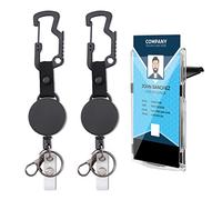 DAYGOS 2 Pack Retractable Keychain with 1 Pack Heavy Duty ID Badge Holder