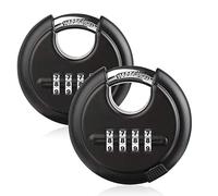 DAYGOS Heavy Duty Combination Padlock - Outdoor Stainless Steel Disc Combination Lock, Weatherproof Lock for Gate, Shed, Garage, Locker(Black, 2pcs)