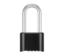 DAYGOS Outdoor Combination Padlock with 4 Digit Code, 51.5mm Heavy Duty Long Shackle Lock, [Weatherproof] Pad Lock with 8mm Thick, 56mm Length Steel Shackle for Garage, Gate, Shed, Fence, Black, 1Pcs