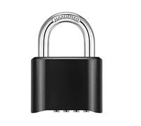 DAYGOS Outdoor Combination Padlock with 4 Digit Code, 52mm Heavy Duty Combination Lock for Gym Locker, [Weatherproof] Pad Lock with 8mm Steel Shackle for Garage, Gate, Shed, Fence, Warehouse - Black
