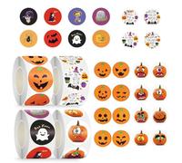 Dayinkes 2000 PCS Colorful Stickers Roll, 28 Designs Round Stickers for Scrapbooking, Journals, Party Decor - Includes Pumpkin, Spider & Bat Themes