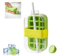 Dayinkes Ice Cube Bottle with Straw, Touch Free My Crush Cup Ice Cube, 2 in 1 Press Mold Freezer Tray, Leak-Proof Water Bottle with Lid, for Office/Travel/Camping/Home Use（GR-800ML）