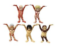 DAYIYUE 5 PCS Attack/Colossal/Armored/Female/Beast Titan 6.5CM Figure Statue Anime Chibi Character Standing Posture with Raised Hand Figures PVC Model for Display and Gift