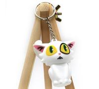 DAYIYUE Black/White Cat Daijin Iwado Suzume Keychain 4.5 * 5.3/6.2 * 2.9 CM no Tojimari Minimalist Lightweight PVC Key Ring Decoration Accessories Rings Small (White)