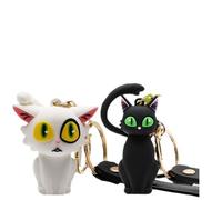 DAYIYUE Black/White Cat Daijin Iwado Suzume Keychain 4.5 * 5.3/6.2 * 2.9 CM no Tojimari Minimalist Lightweight PVC Key Ring Decoration Accessories Rings Small (White+Black)