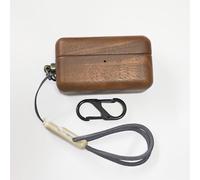 DAYJOY Handmade Nature Wooden Genuine Real Wood Protective Case Cover with Carabiner Compatible with Panasonic Technics EAH-AZ100 Earbuds (Walnut)