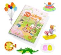 Dayker 3D Pen Printing Drawing Book, Reusable 40 Patterns Painting Graffiti Template with A PVC Transparent Board, 3D Art Thick Paper Stencils for Starter and Artist 3D DIY Gifts